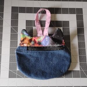 Galaxy Cat Ear Denim Pouch